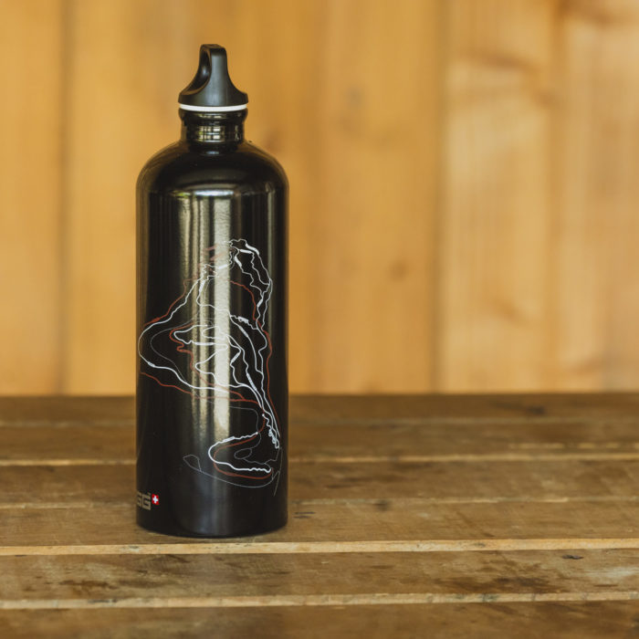 DYFI BIKE PARK X SIGG BOTTLE - TRACK MAP AND TRACK LOGOS ON A BLACK BOTTLE