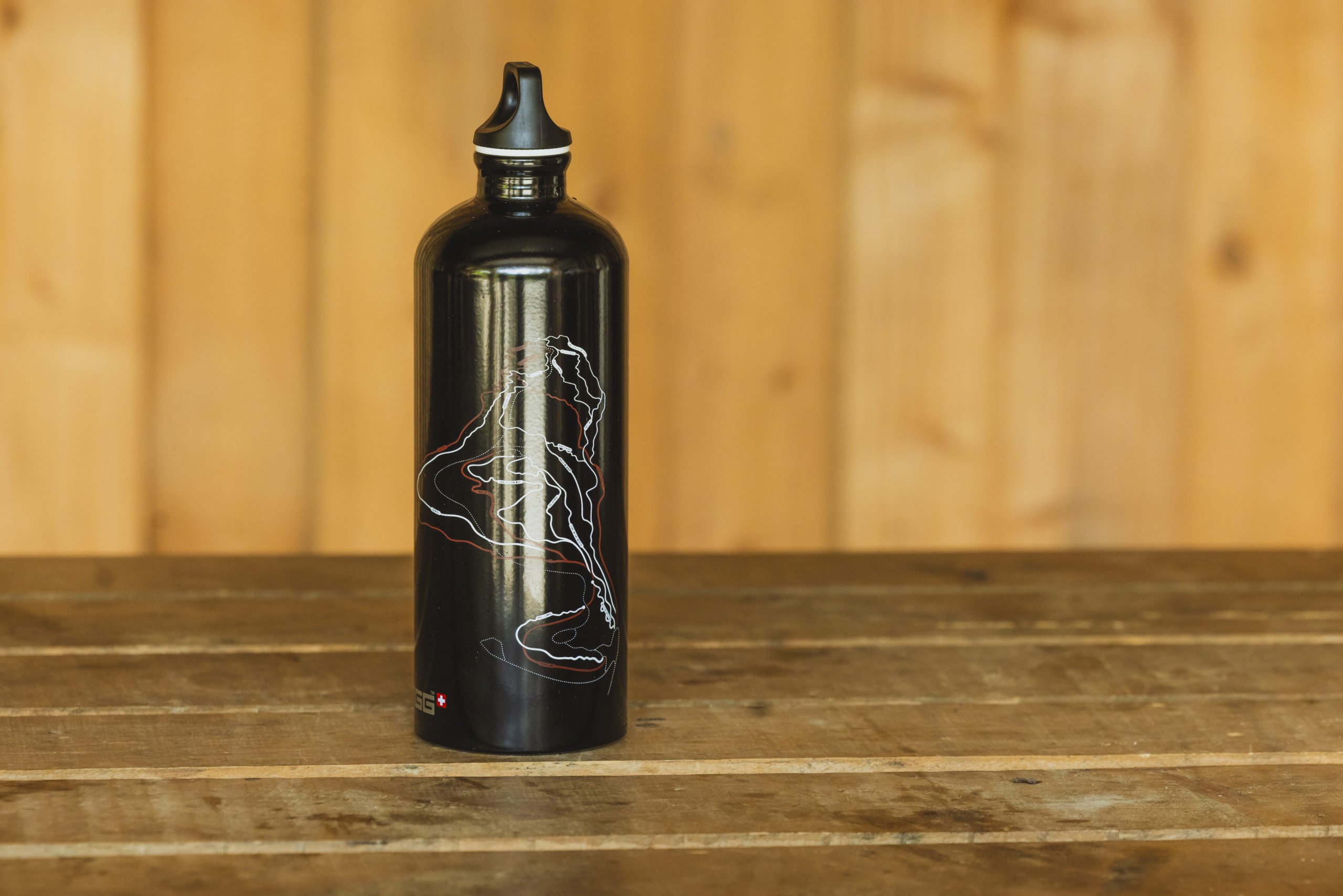 DYFI BIKE PARK X SIGG BOTTLE - TRACK MAP AND TRACK LOGOS ON A BLACK BOTTLE